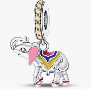 Elephant charm with trunk up for good luck sterling silver to fit all Pandoras